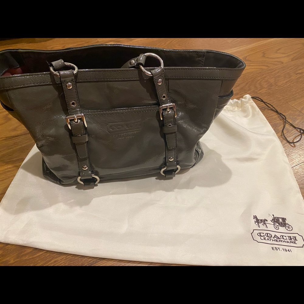 Coach Bag, patent leather, grey